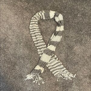 Striped Gray and Cream Scarf